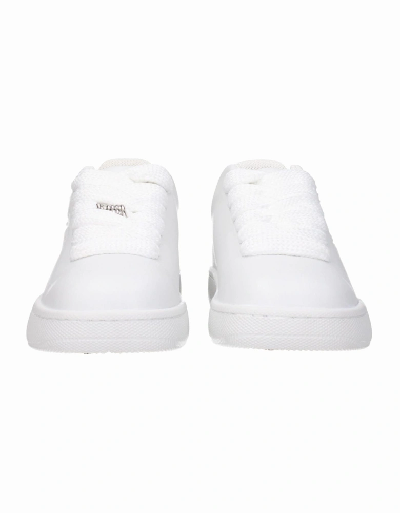 Leather Sneakers with Side Logo Women - White