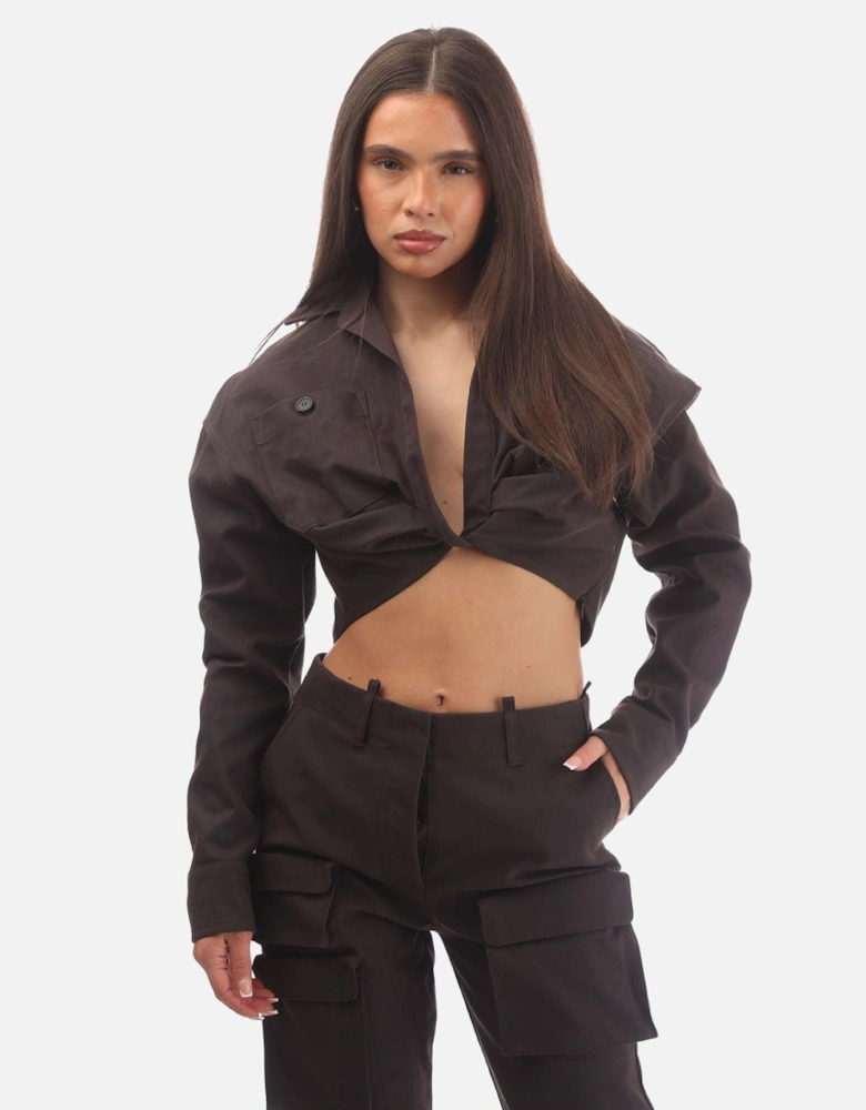 Twist Cropped Cargo Shirt
