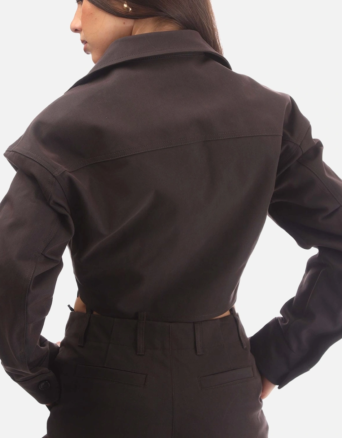 Twist Cropped Cargo Shirt