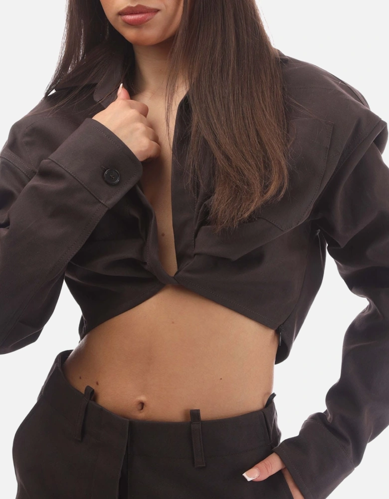 Twist Cropped Cargo Shirt