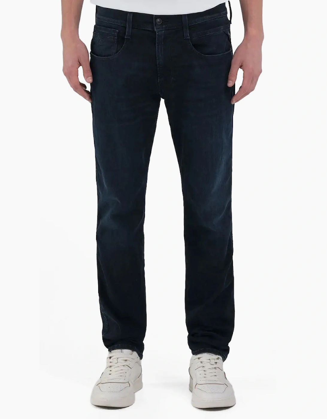 Replay Men's Black Hyperflex Anbass Slim Tapered Jeans - Size: 30/32