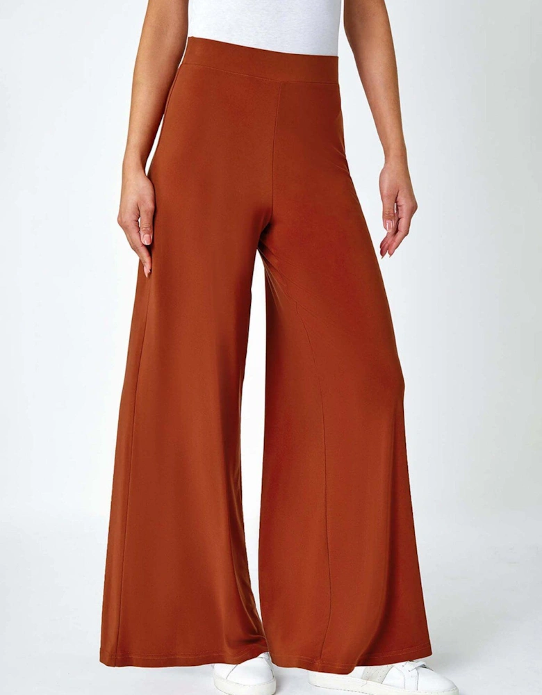 Elastic Waist Wide Leg Stretch Trousers