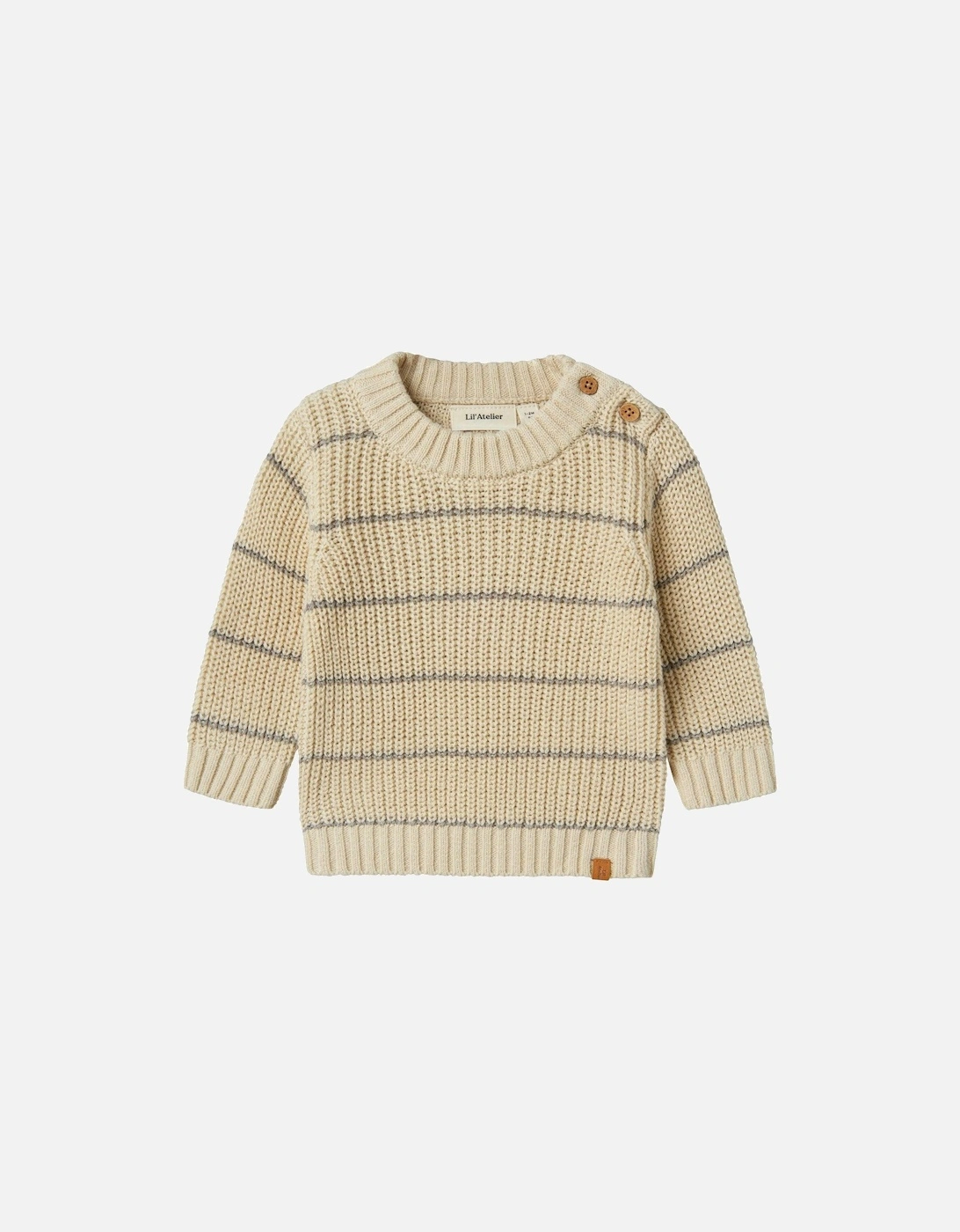 Baby Boys Striped Knitted Jumper - Turtledove, 2 of 1