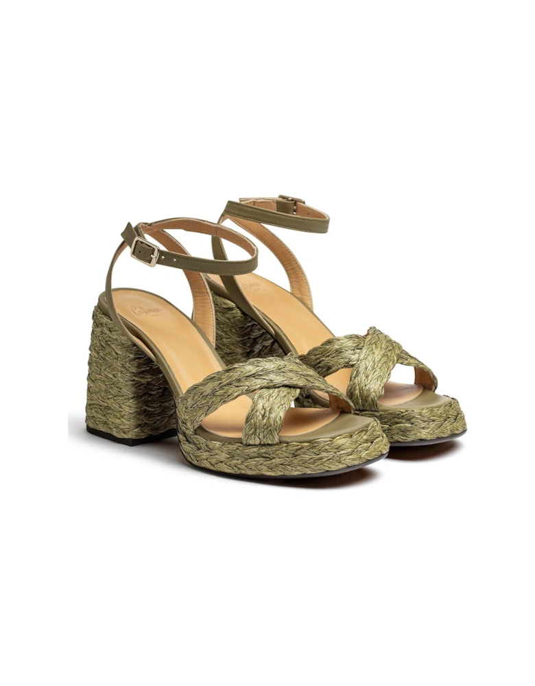 Valeriette Braided Chunky Sandal - Olive Green