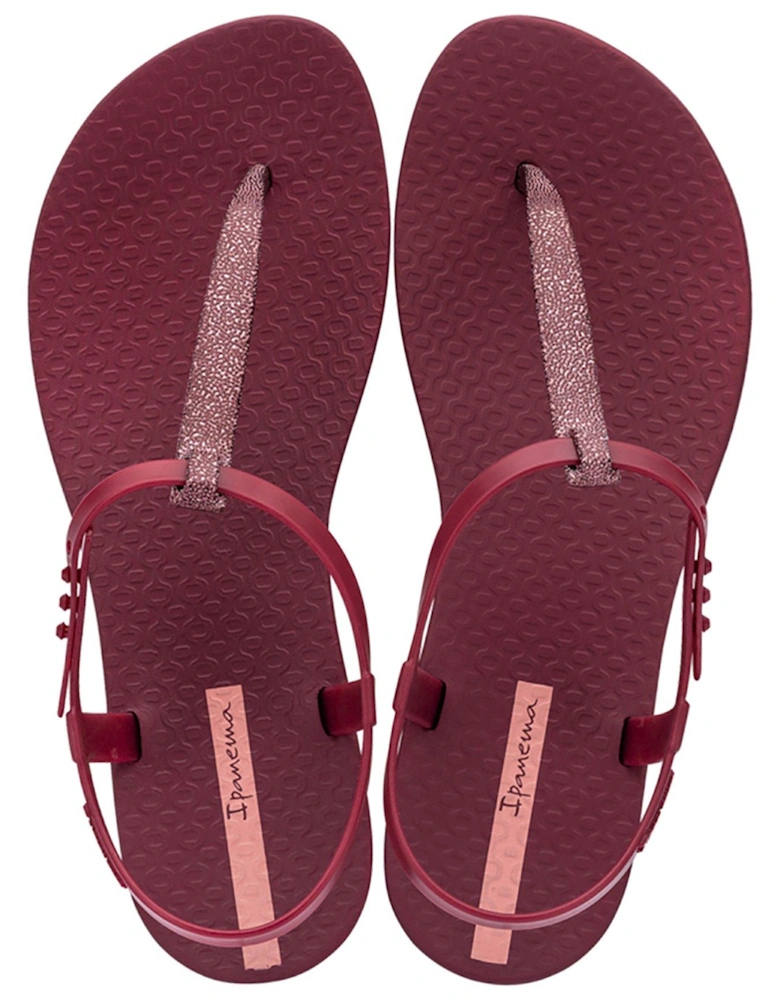 Class Sparkle Toe Post Sandal - Burgundy