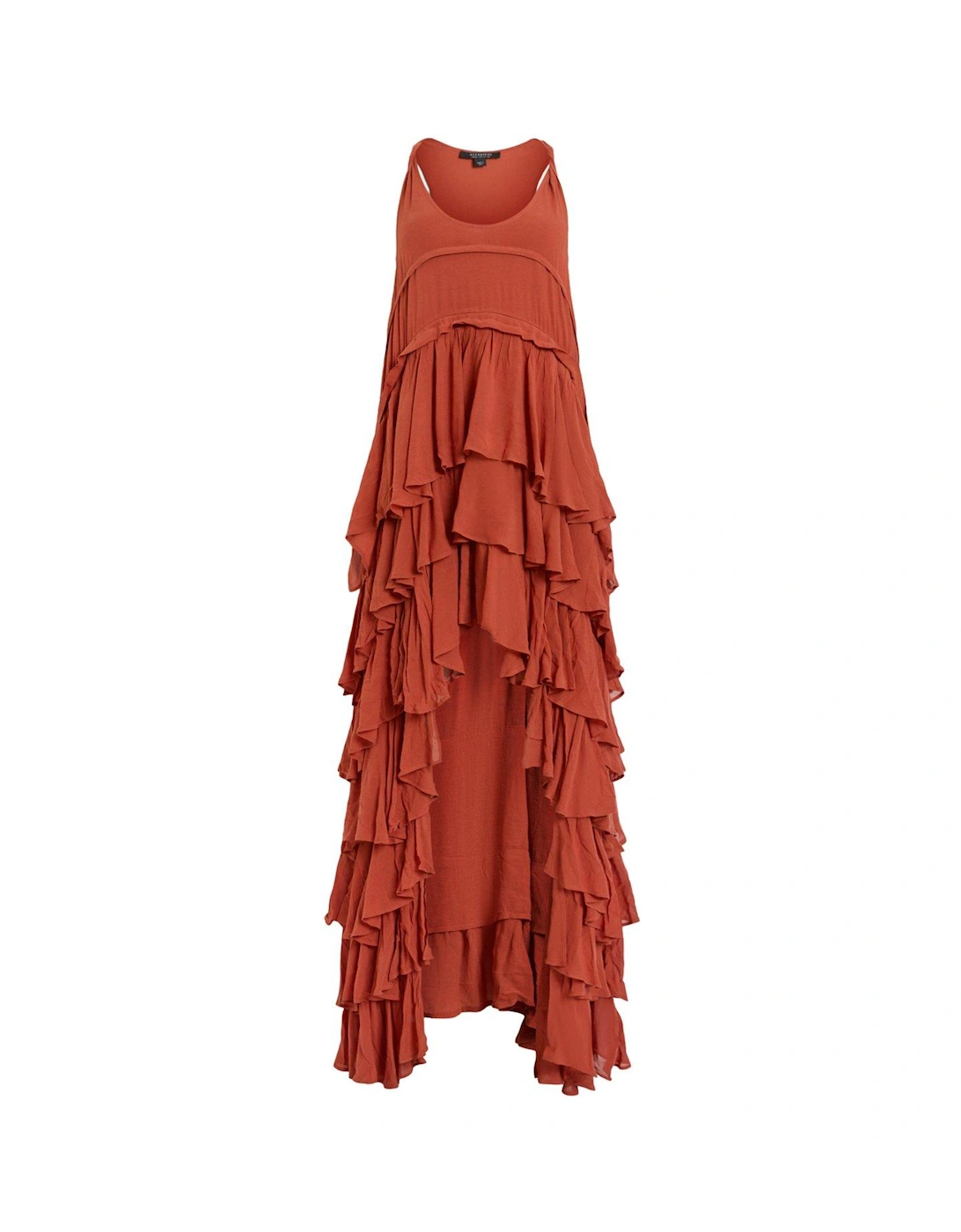 Cavarly Tiered Ruffle Maxi Dress - Red