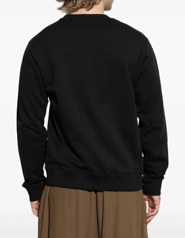 Happy Tiger Embroidered Slim Sweatshirt Black