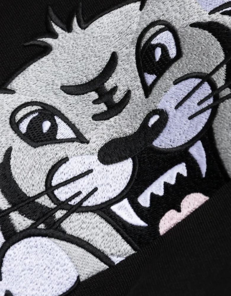 Happy Tiger Embroidered Slim Sweatshirt Black