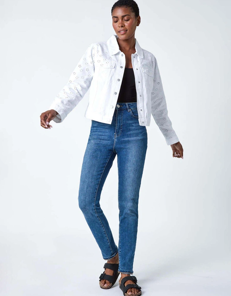 Cotton Blend Broderie Sleeve Jacket