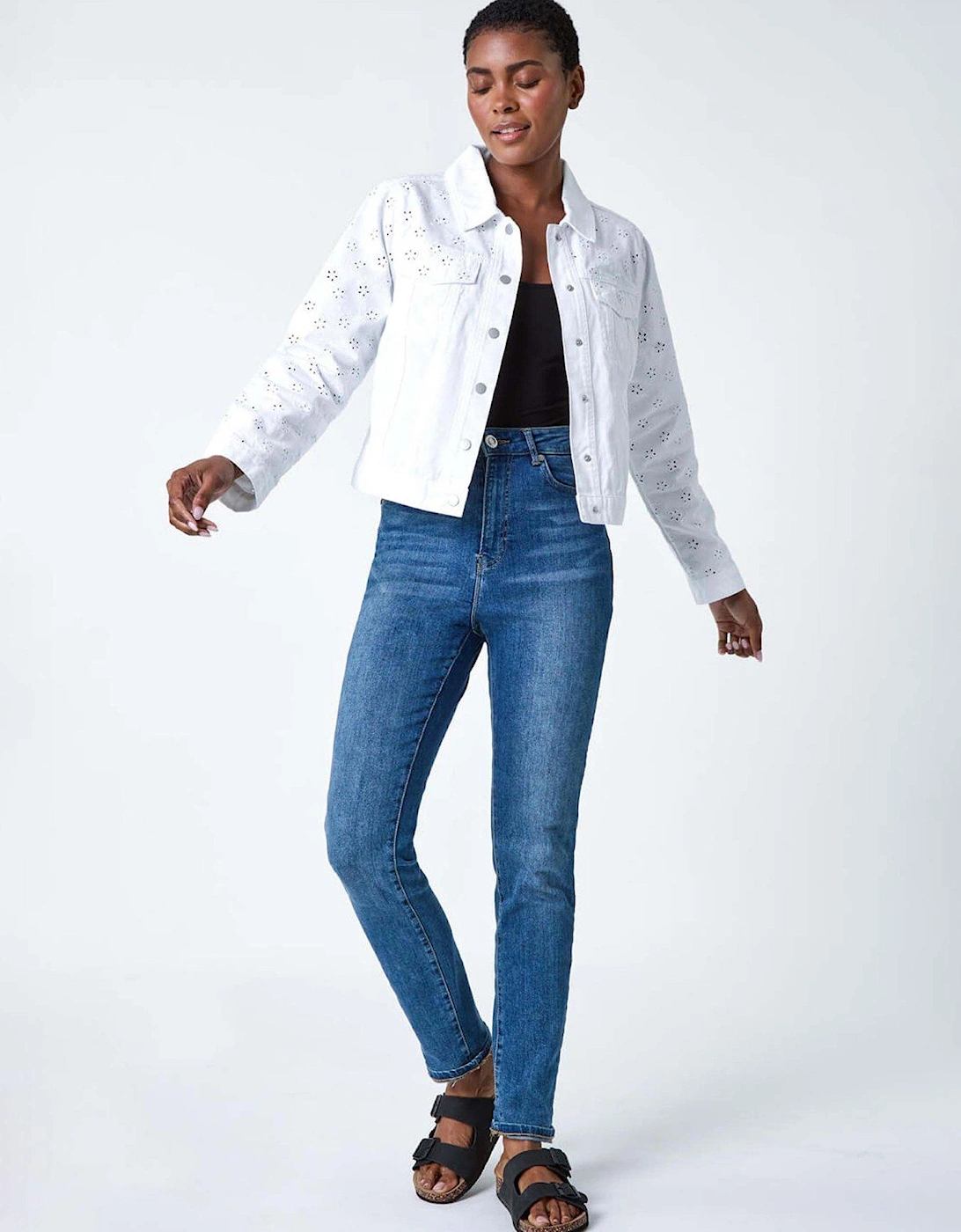Cotton Blend Broderie Sleeve Jacket