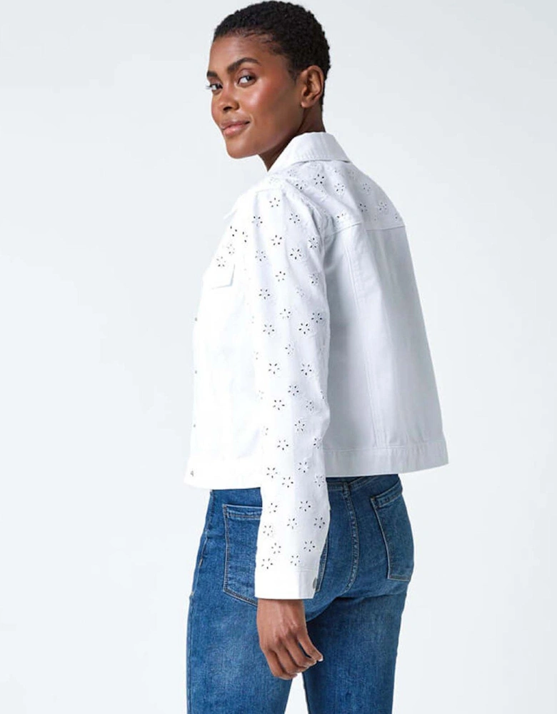 Cotton Blend Broderie Sleeve Jacket