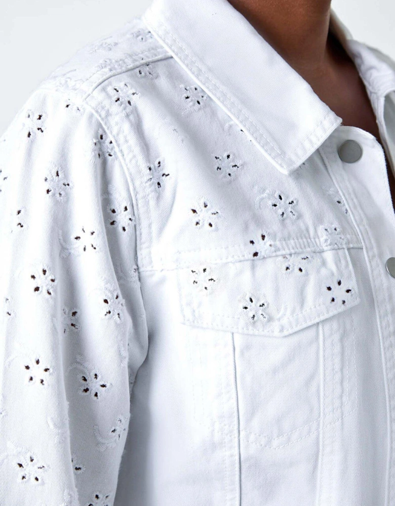 Cotton Blend Broderie Sleeve Jacket