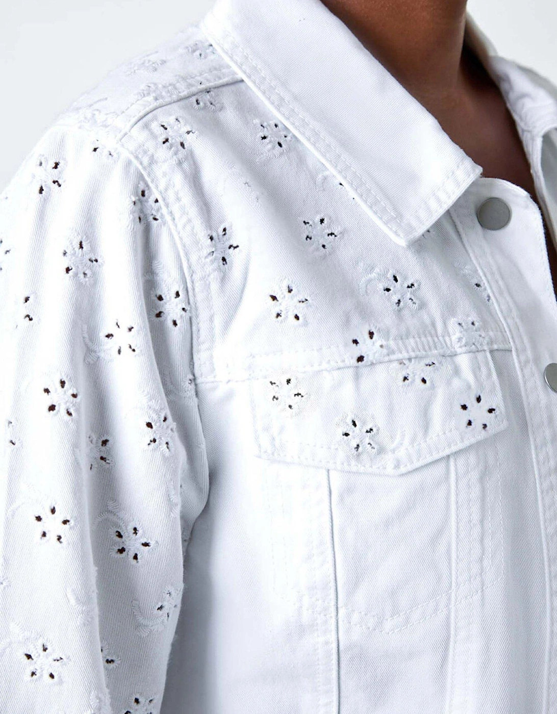 Cotton Blend Broderie Sleeve Jacket