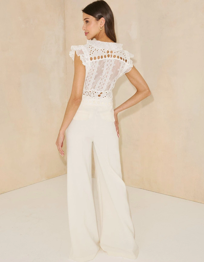 Tailored Shell Belt Trouser - Cream