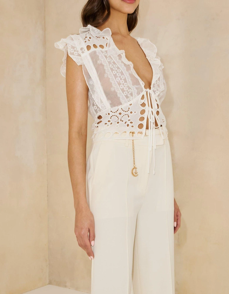 Tailored Shell Belt Trouser - Cream