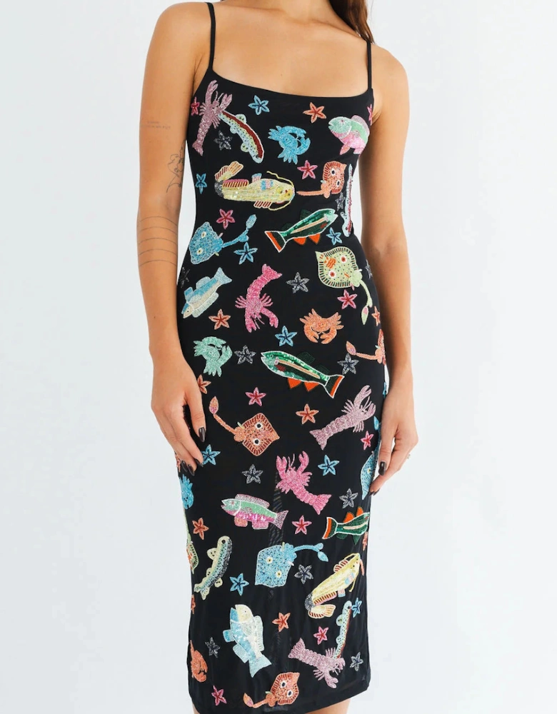 Arizona Hand Beaded Midi Dress