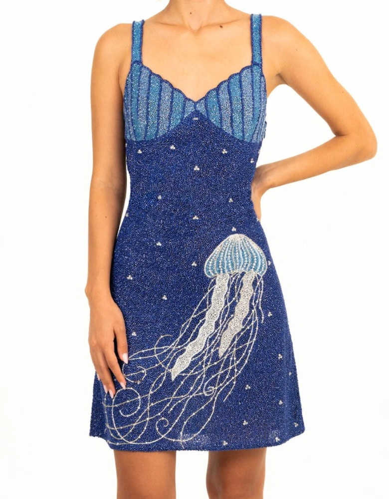 Jellyfish Currents Hand Beaded Mini Dress
