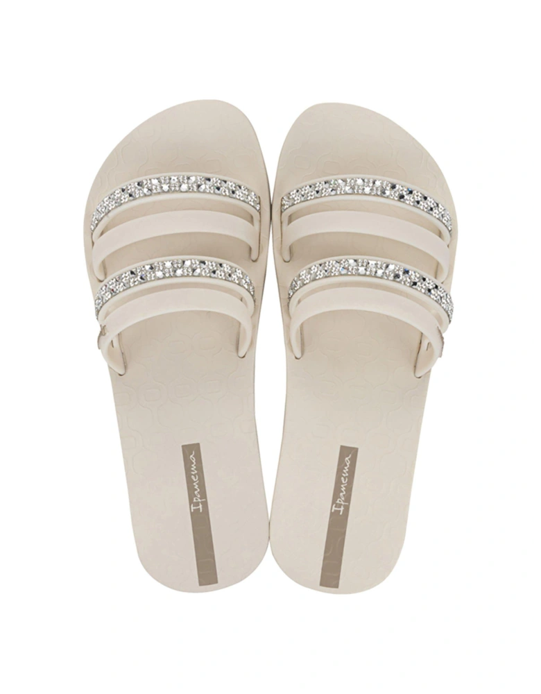 Chic Double Strap Slide - Beige