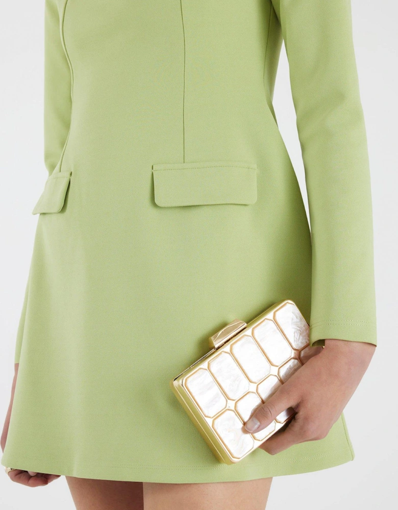 Square Neck Mini Dress - Green