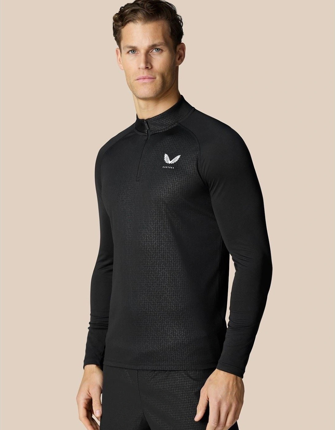 Adapt 1/4 Zip Top Polyester Men's Black Activewear T-Shirts, 7 of 6