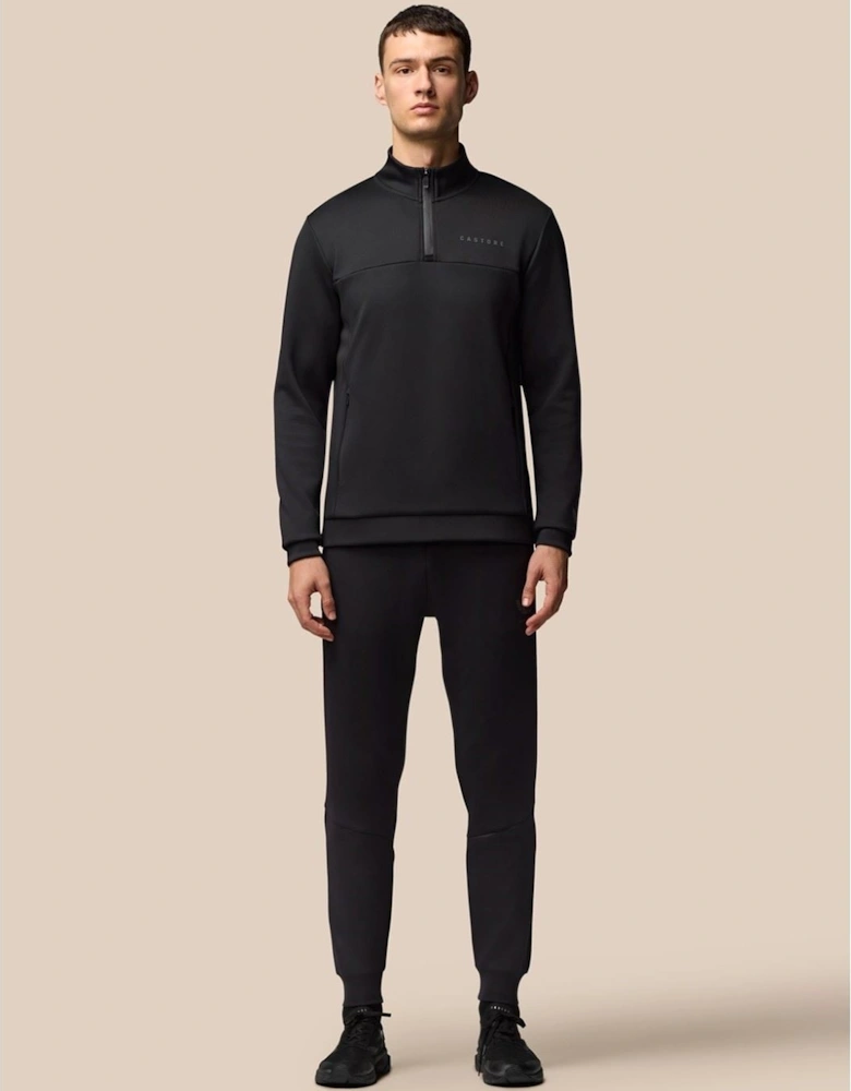 Scuba 1/4 Zip Polyester Men's Black Sweatshirt