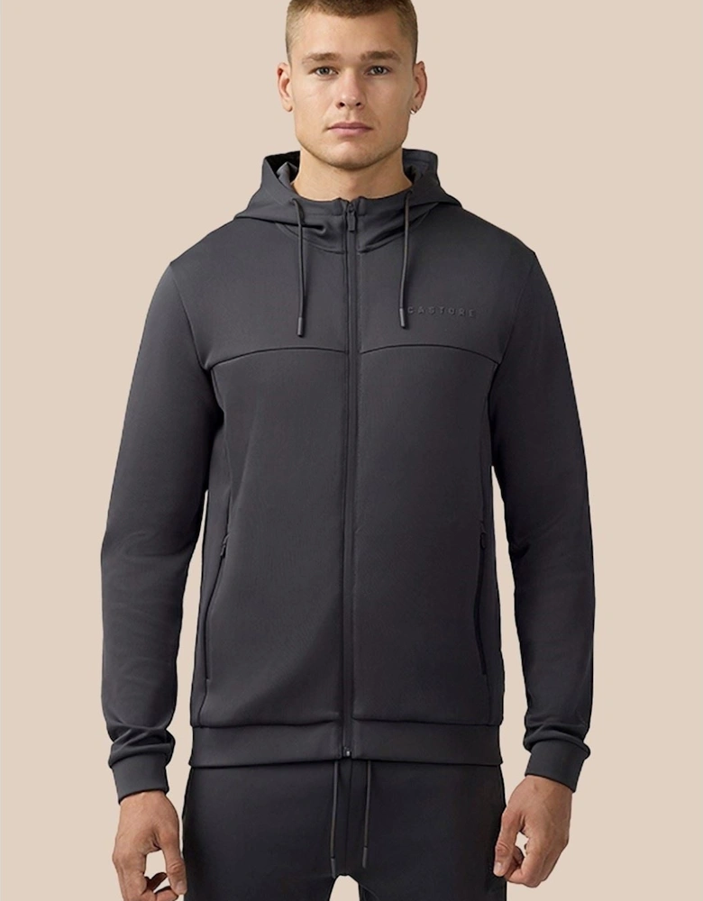 Scuba Full Zip Through Hoody Polyester Men's Grey Hooded Sweatshirt