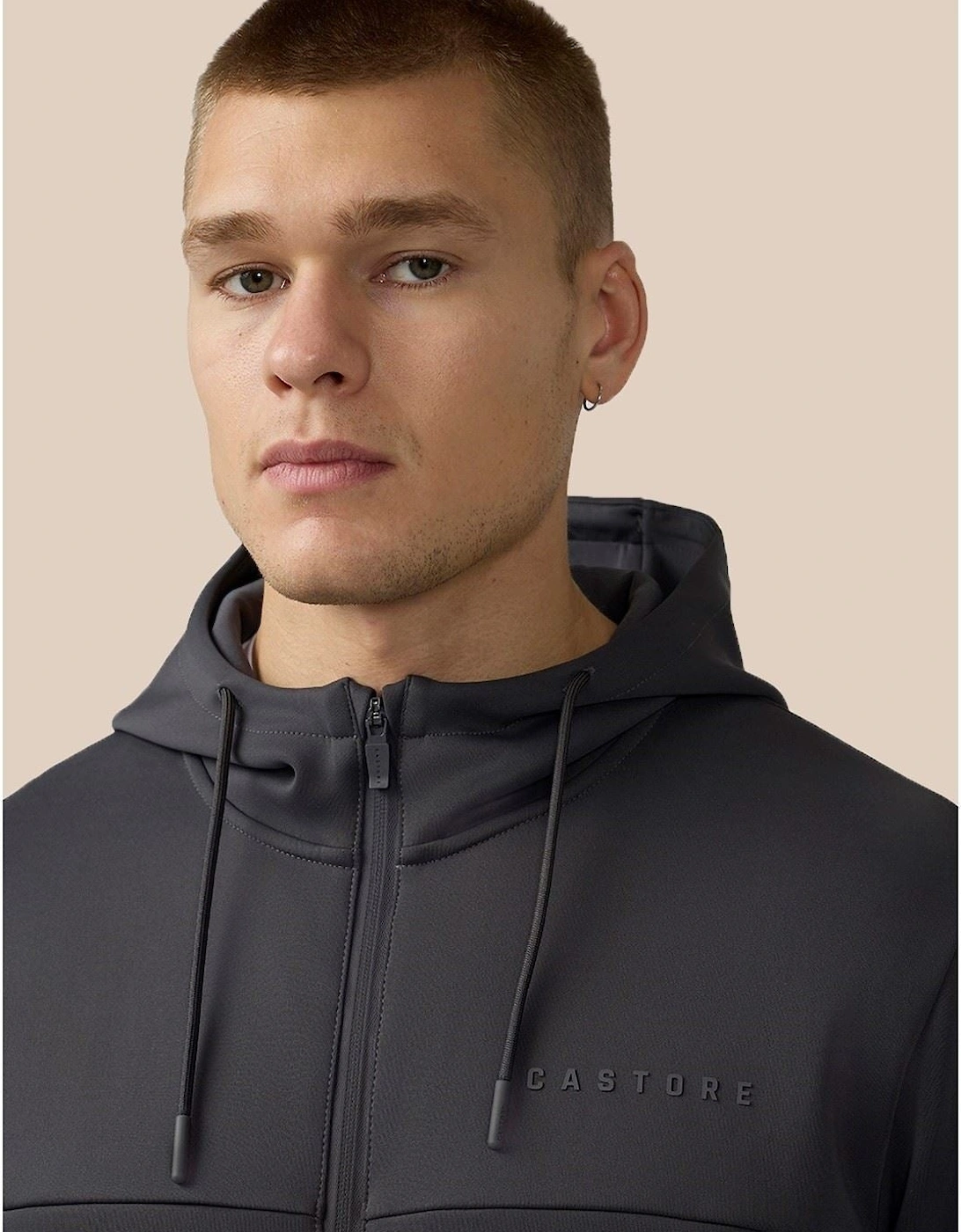 Scuba Full Zip Through Hoody Polyester Men's Grey Hooded Sweatshirt