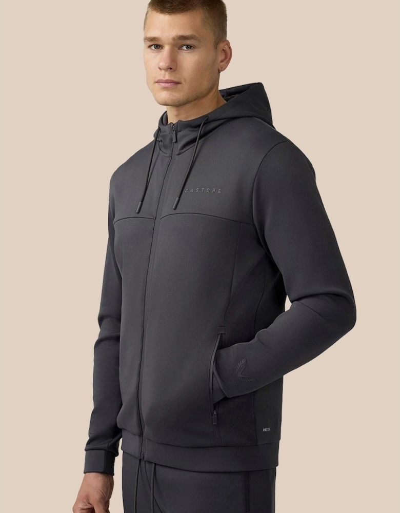 Scuba Full Zip Through Hoody Polyester Men's Grey Hooded Sweatshirt
