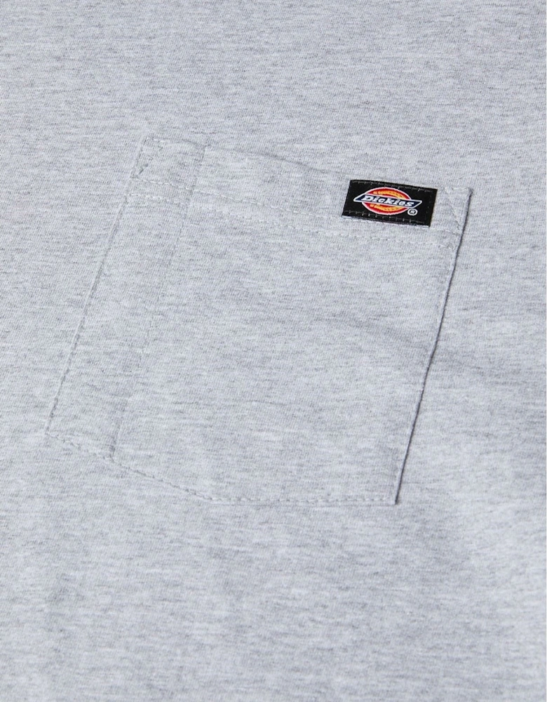 Pocket Tee Long Sleeve Cotton Men's Grey T-Shirt