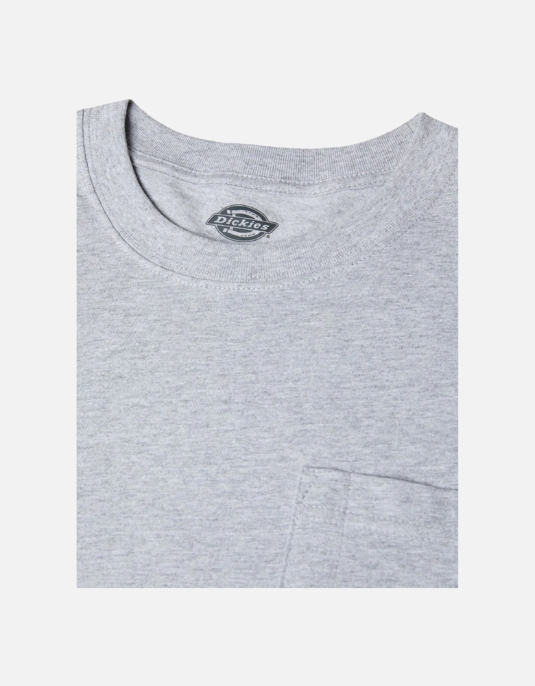 Pocket Tee Long Sleeve Cotton Men's Grey T-Shirt