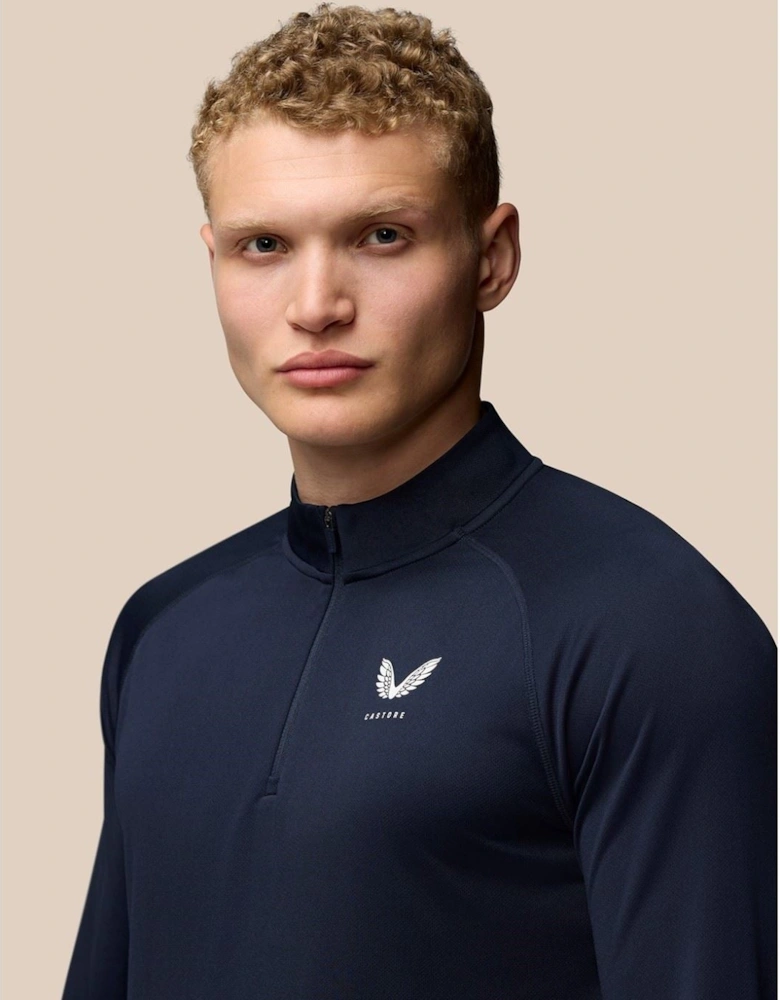 Adapt Training 1/4 Zip Top Polyester Men's Blue Activewear T-Shirts