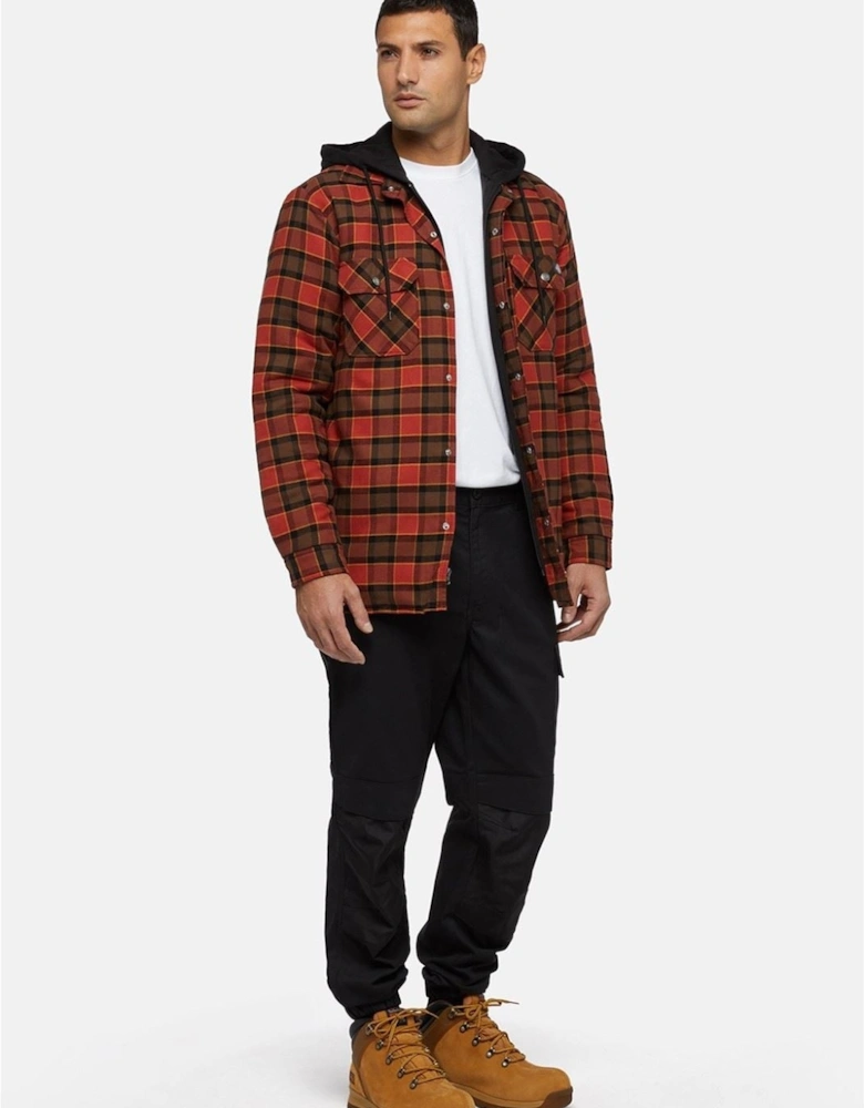Fleece Hooded Flannel Shirt Men's Red Shirt Jacket
