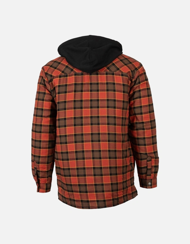 Fleece Hooded Flannel Shirt Men's Red Shirt Jacket