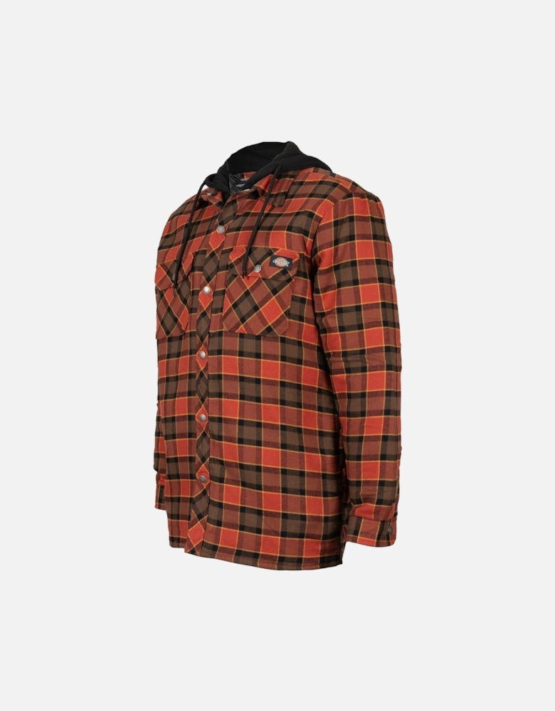Fleece Hooded Flannel Shirt Men's Red Shirt Jacket