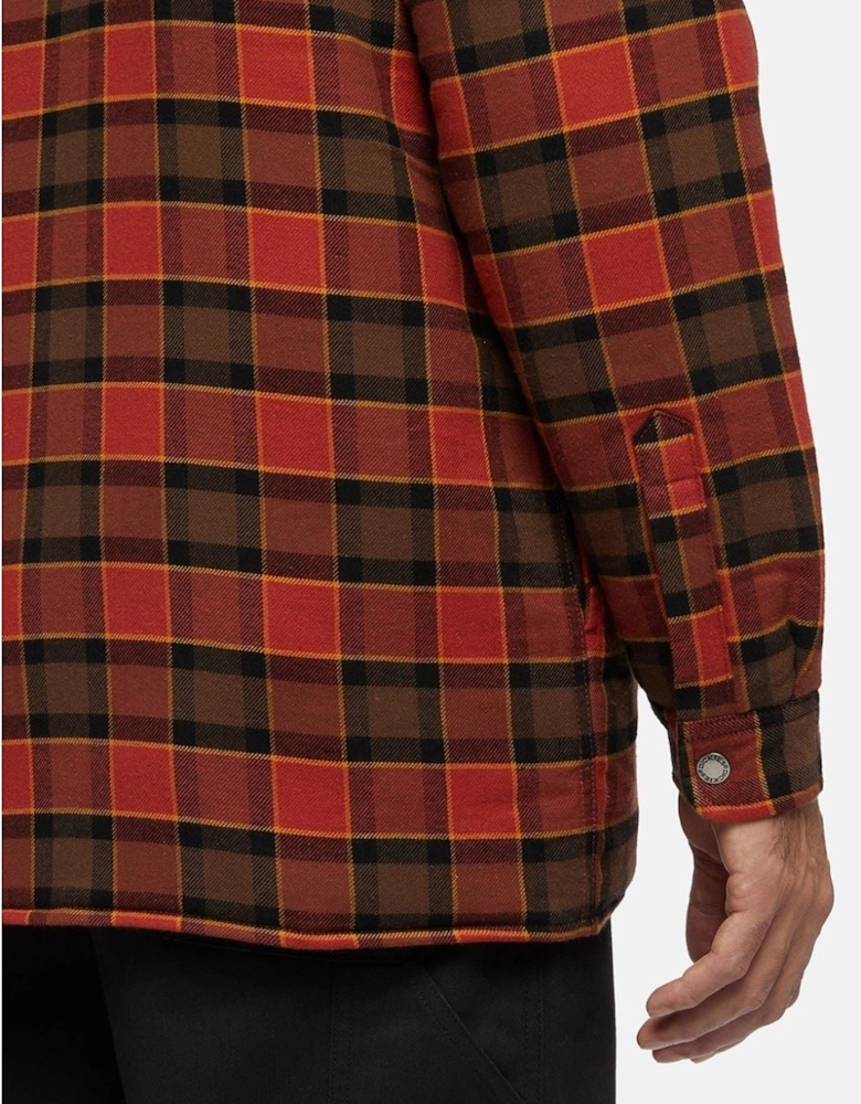 Fleece Hooded Flannel Shirt Men's Red Shirt Jacket