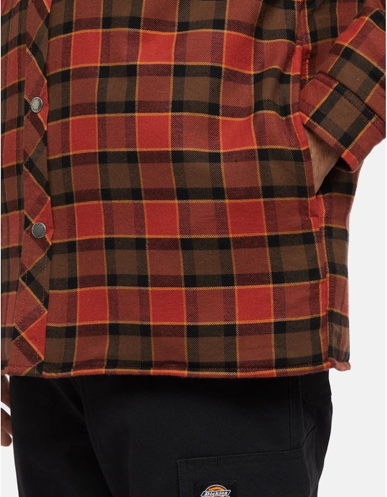 Fleece Hooded Flannel Shirt Men's Red Shirt Jacket