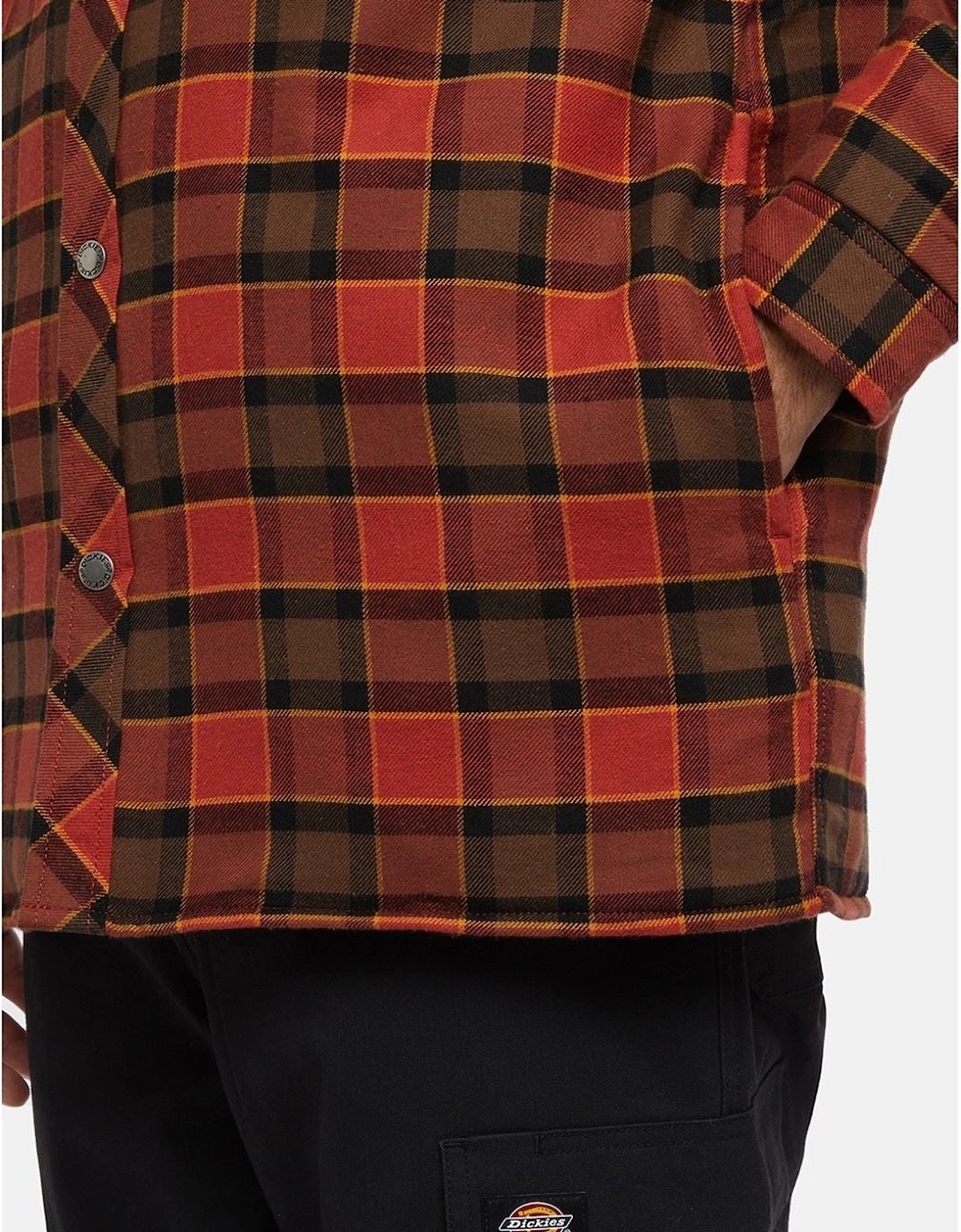 Fleece Hooded Flannel Shirt Men's Red Shirt Jacket