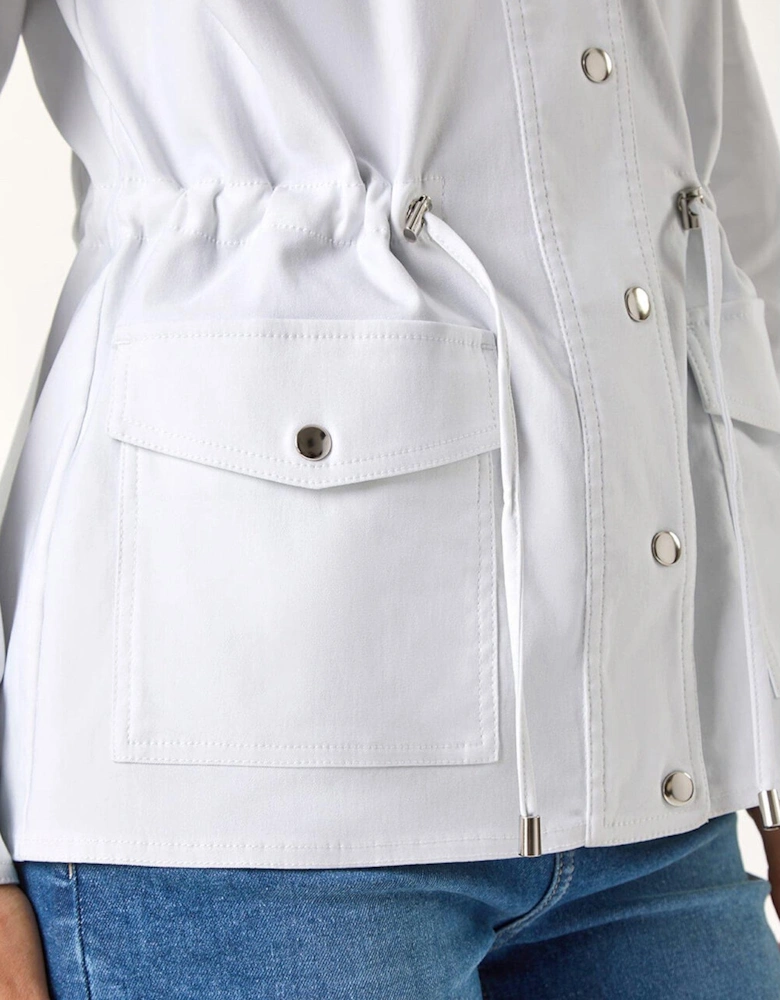 Buttoned Safari Jacket - White
