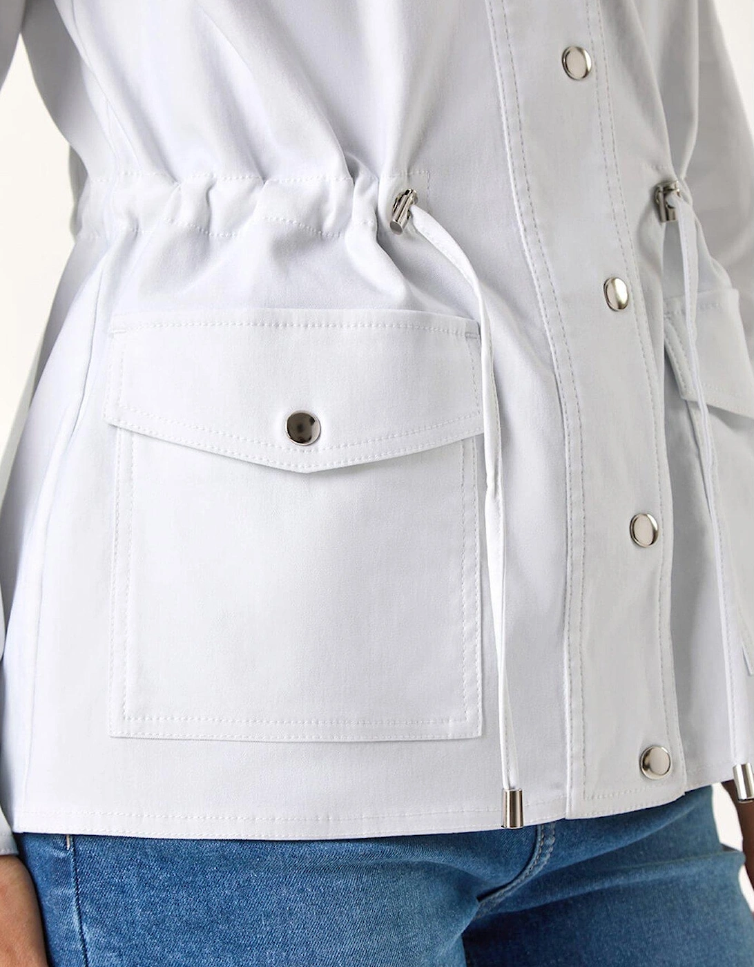 Buttoned Safari Jacket - White
