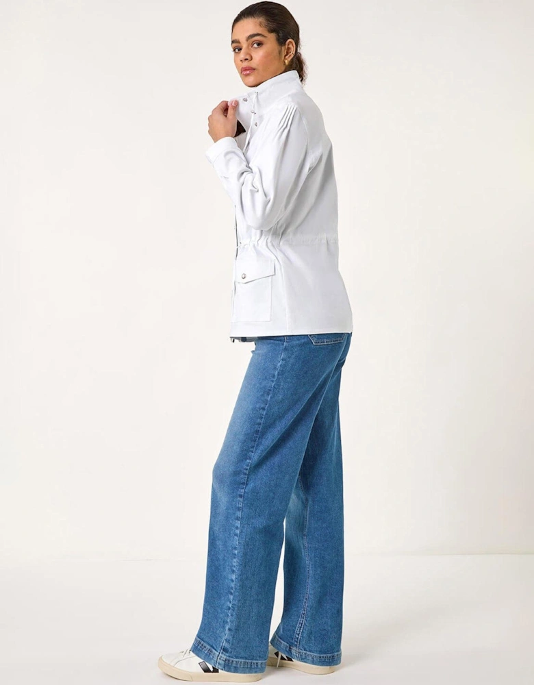 Buttoned Safari Jacket - White