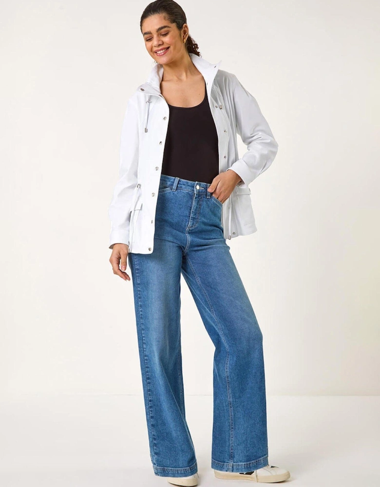 Buttoned Safari Jacket - White