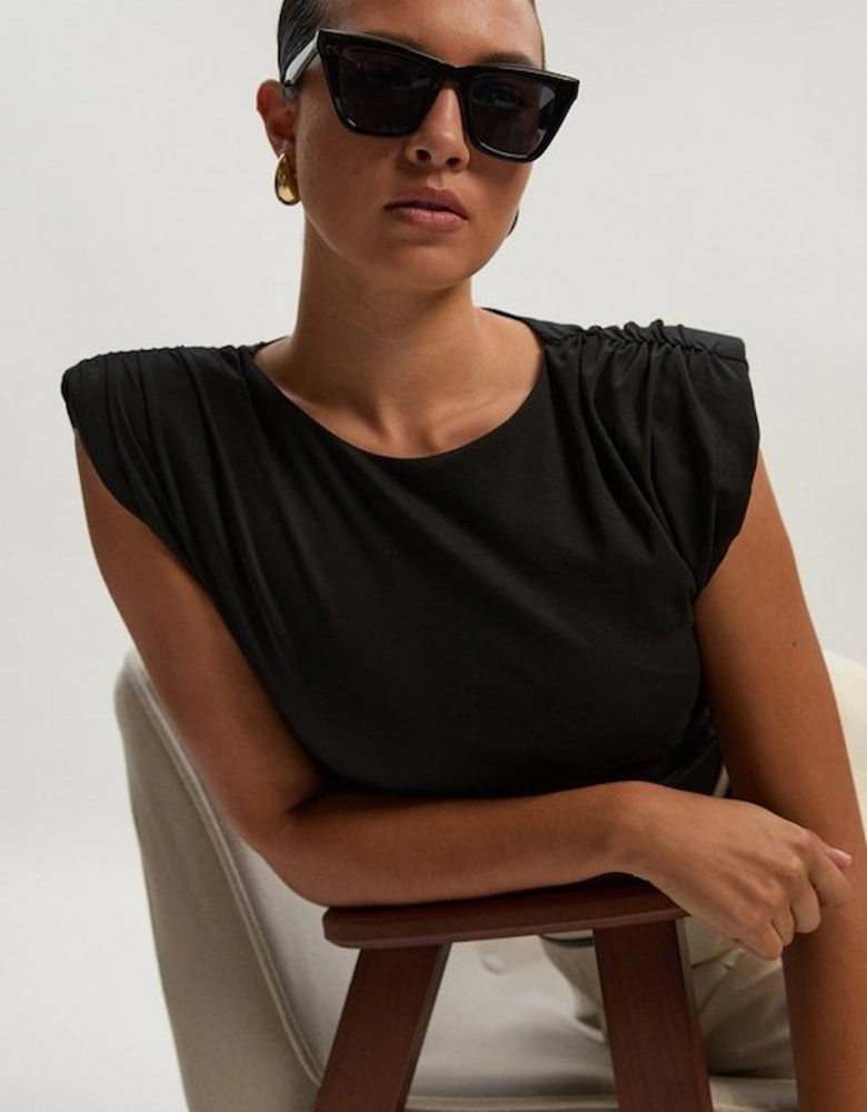 Stretch Jersey Power Shoulder Bodysuit