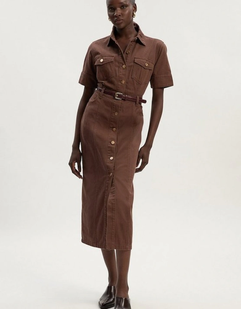 Denim Short Sleeve Shirt Dress