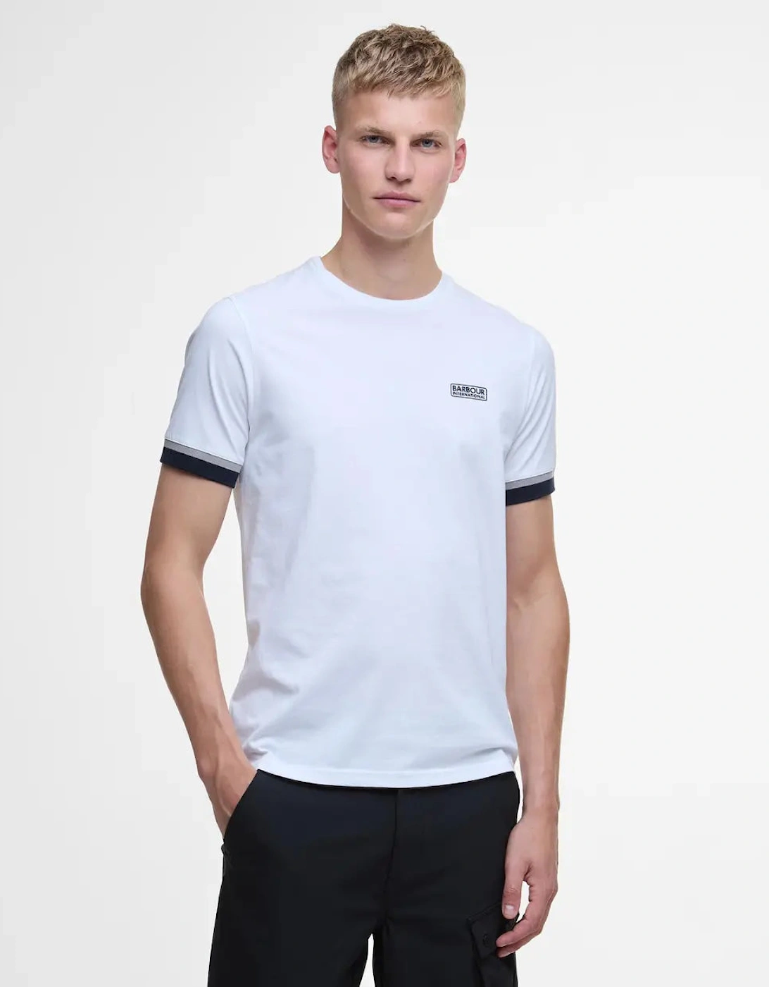 Evan Deep Cuff Tipped T-Shirt - White, 7 of 6