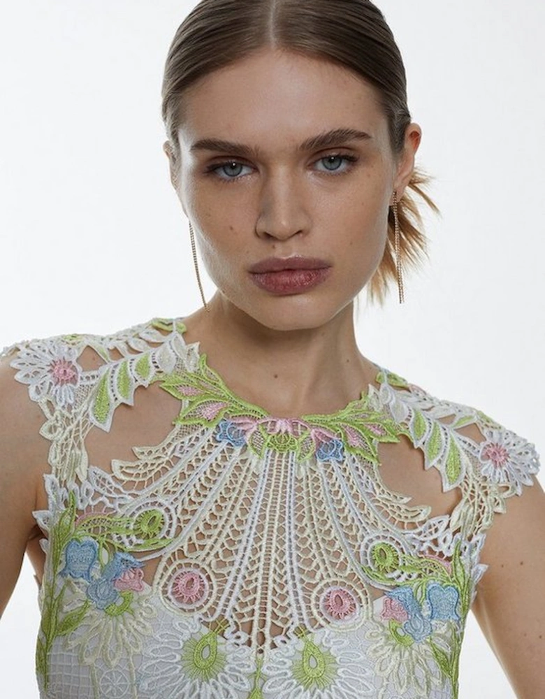 Petite Guipure Lace Embroidered Mini Dress