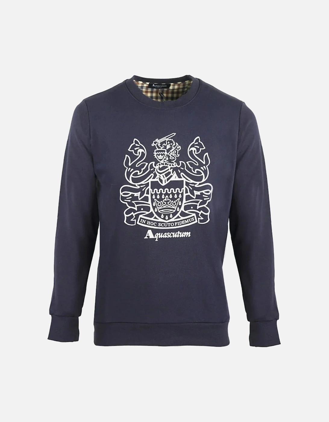 Large Crest Crew Neck Navy Blue Sweatshirt