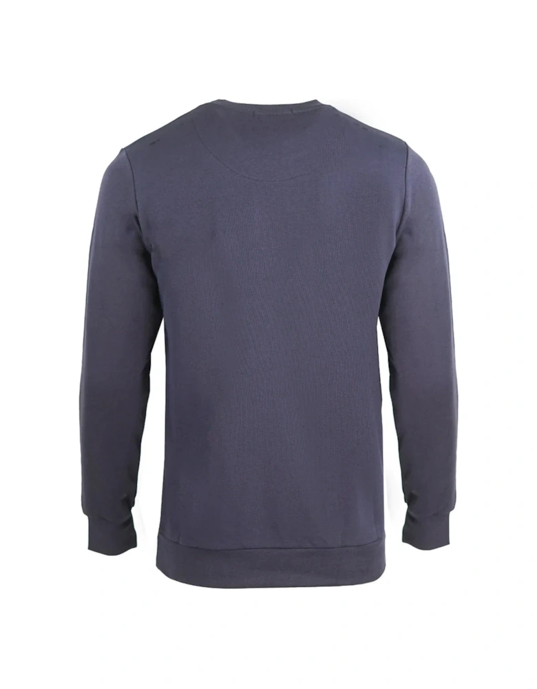 Large Crest Crew Neck Navy Blue Sweatshirt