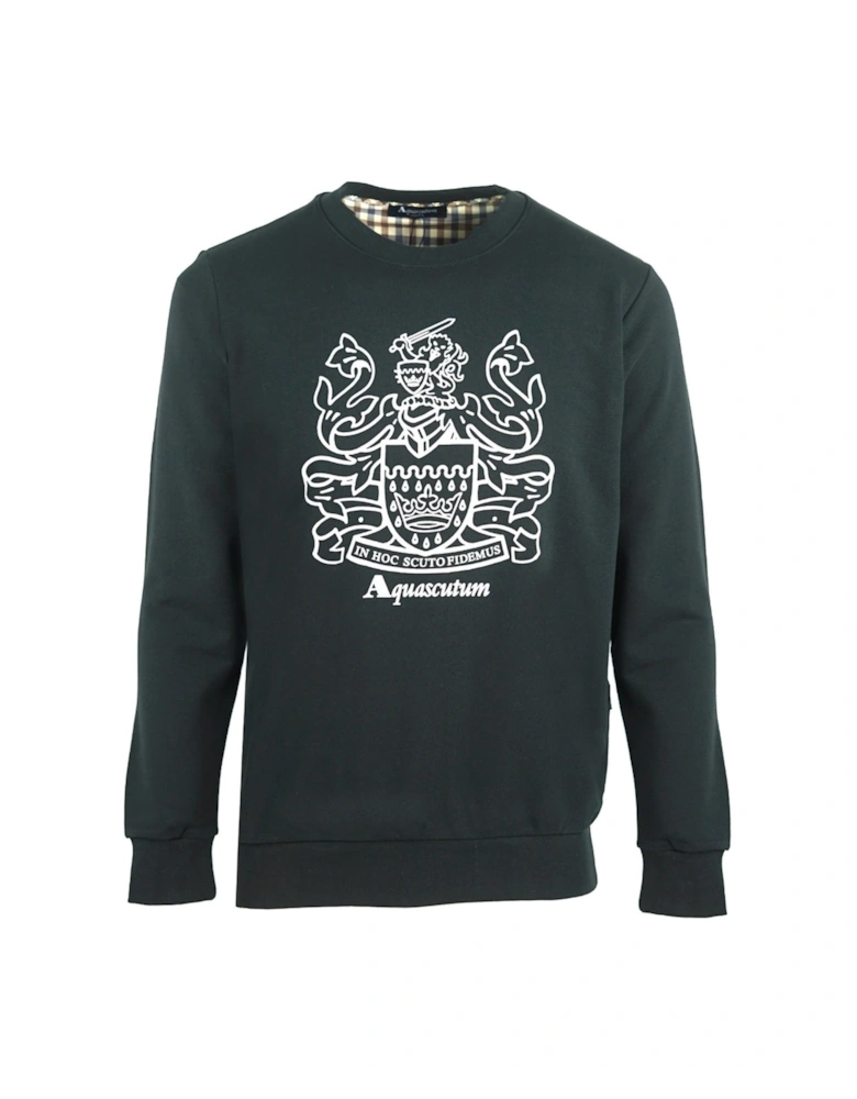 Large Crest Crew Neck Black Sweatshirt