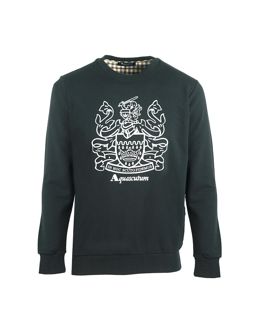 Large Crest Crew Neck Black Sweatshirt