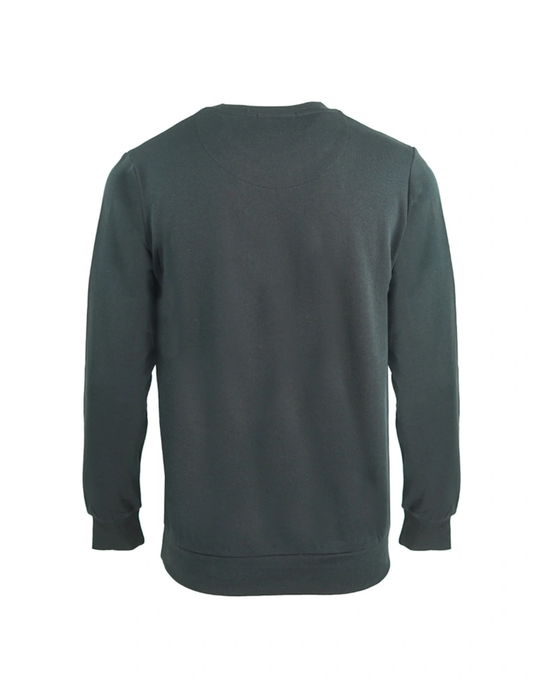 Large Crest Crew Neck Black Sweatshirt